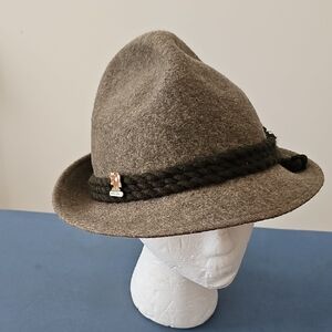 Gray/olive Wool Fedora Hat. 3 Corner. Rope Trim. By REGENFEST PIRSCHFEST‎